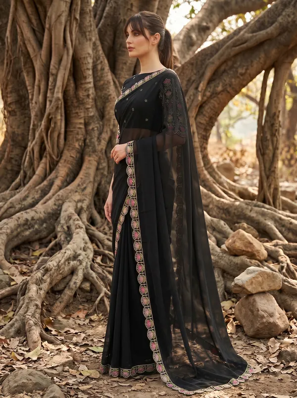 Black_Ready_to_Wear_Georgette_Saree_with_Beads_&_Sequin_Embroidery_Work