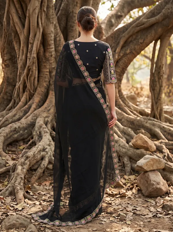 Black_Ready_to_Wear_Georgette_Saree_with_Beads_&_Sequin_Embroidery_Work