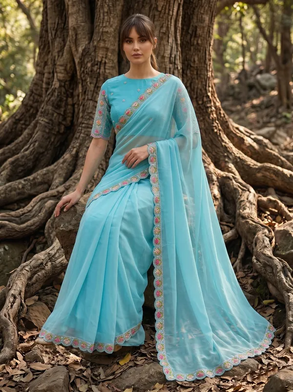 Turquoise_Georgette_Ready-to-Wear_Saree_with_Beads_&_Sequin_Embroidery_Work