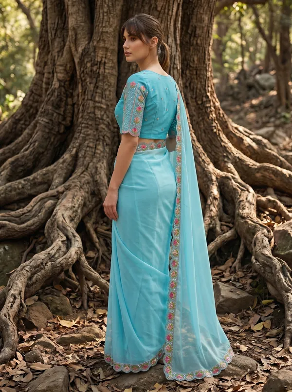 Turquoise_Georgette_Ready-to-Wear_Saree_with_Beads_&_Sequin_Embroidery_Work