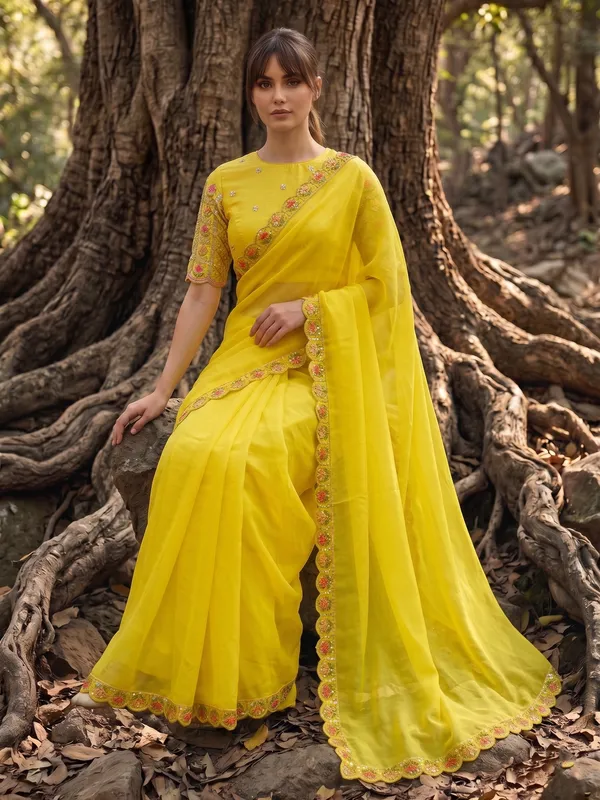 Yellow_Ready-to-Wear_Georgette_Saree_with_Beads_&_Sequin_Embroidery_Work