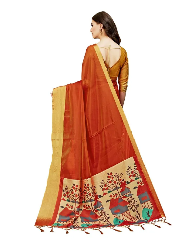 Orange_Georgette_Kalamkari_Digital_Print_Zari_Saree_For_Women_|_With_Blouse_Piece