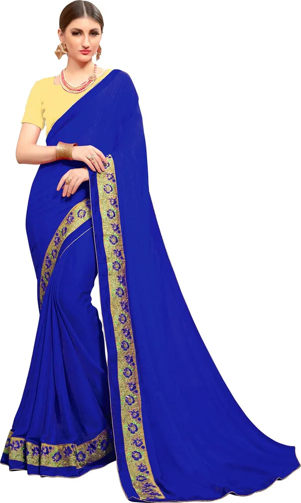 Blue_Georgette_Jacquard_Embroidered_Bollywood_Saree_For_Women_|_With_Blouse_Piece