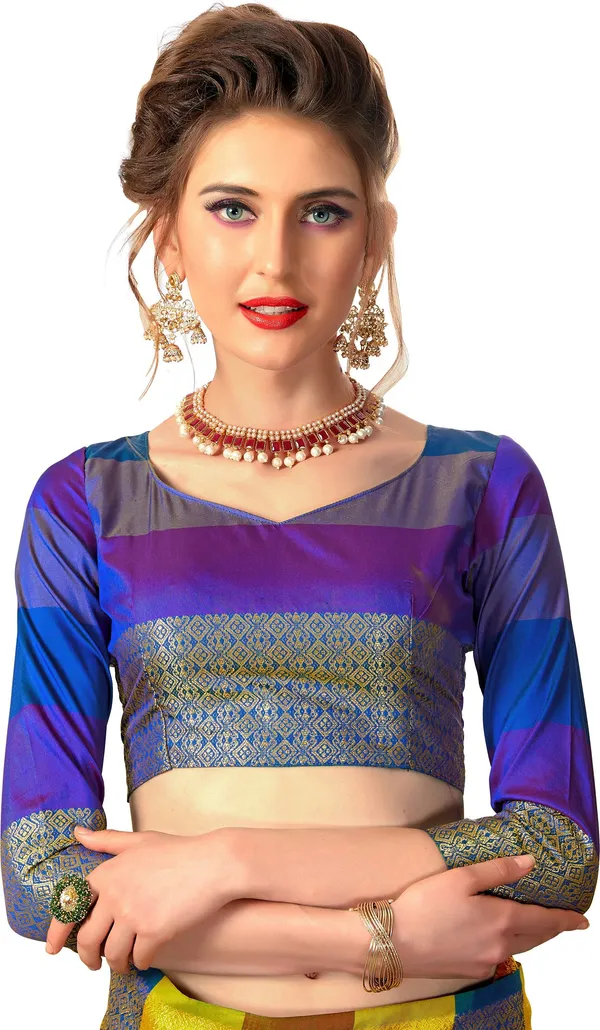 Red_Blue_Cotton_Silk_Zari_Woven_Striped_Checkered_Saree_For_Women_|_With_Blouse_Piece