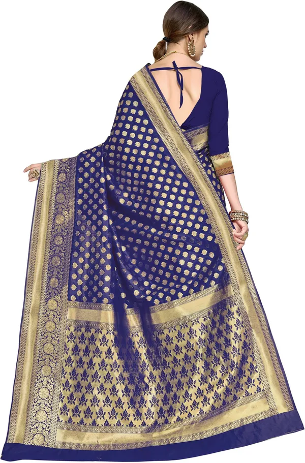 Dark_Blue_Georgette_Woven_Banarasi_Saree_For_Women_|_With_Blouse_Piece