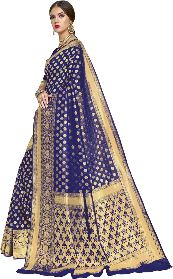 Dark_Blue_Georgette_Woven_Banarasi_Saree_For_Women_|_With_Blouse_Piece