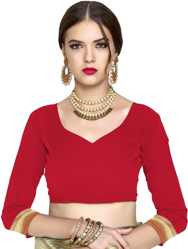 Red_Banarasi_Silk_Blend_Woven_Saree_For_Women_|_With_Blouse_Piece