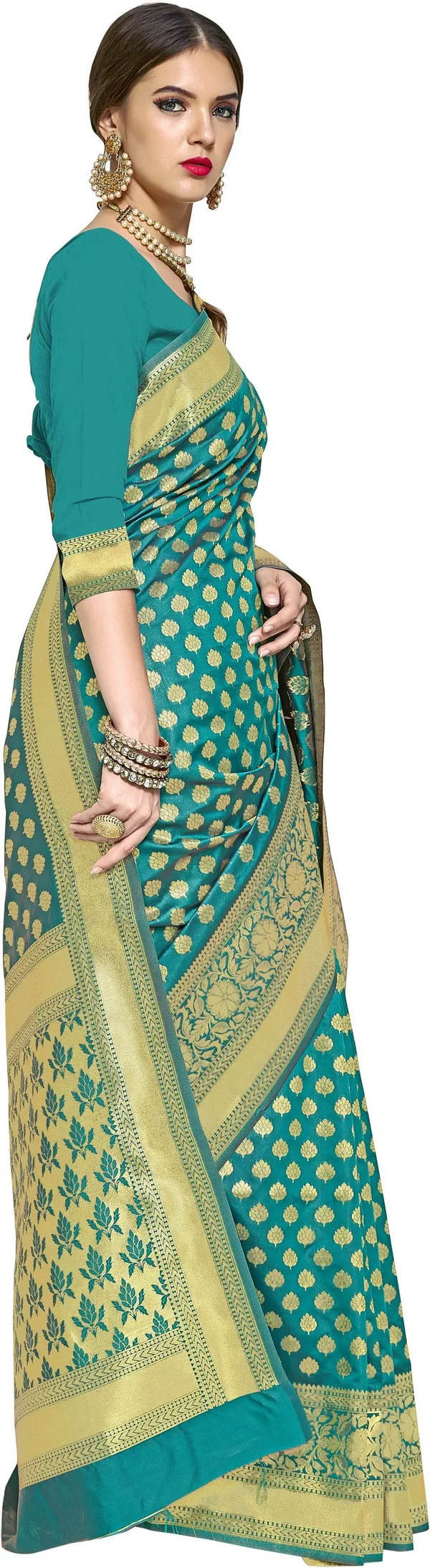 Light_Green_Banarasi_Silk_Blend_Woven_Saree_For_Women_|_With_Blouse_Piece