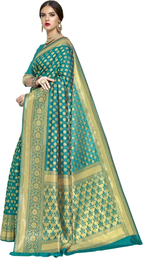Light_Green_Banarasi_Silk_Blend_Woven_Saree_For_Women_|_With_Blouse_Piece