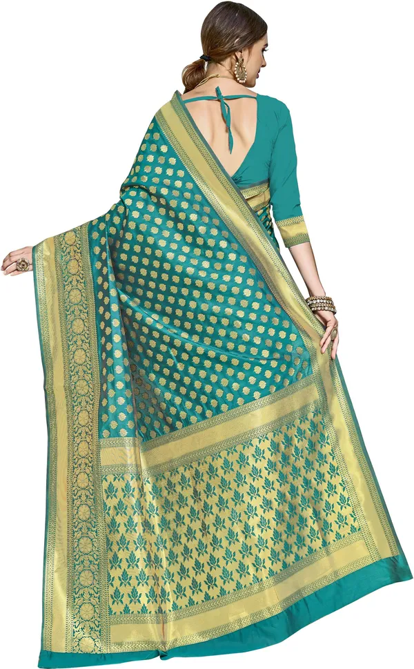 Light_Green_Banarasi_Silk_Blend_Woven_Saree_For_Women_|_With_Blouse_Piece