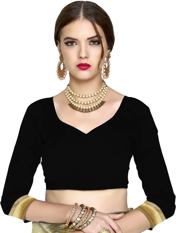 Black_Georgette_Woven_Banarasi_Saree_For_Women_|_With_Blouse_Piece