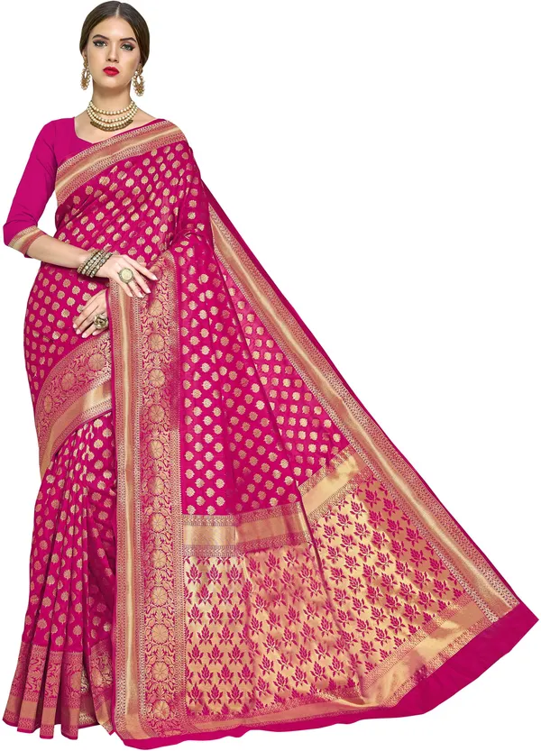Pink_Georgette_Woven_Banarasi_Saree_For_Women_|_With_Blouse_Piece