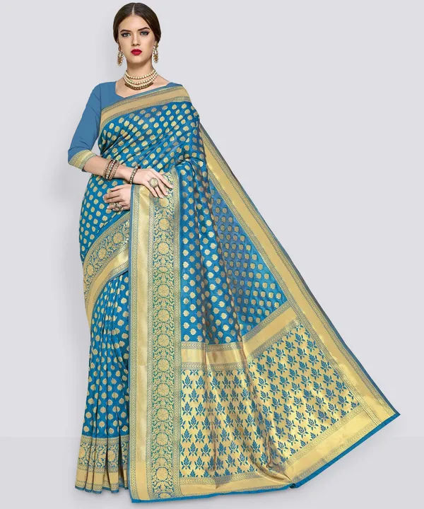 Light_Blue_Gold_Banarasi_Silk_Jacquard_Woven_Saree_For_Women_|_With_Blouse_Piece