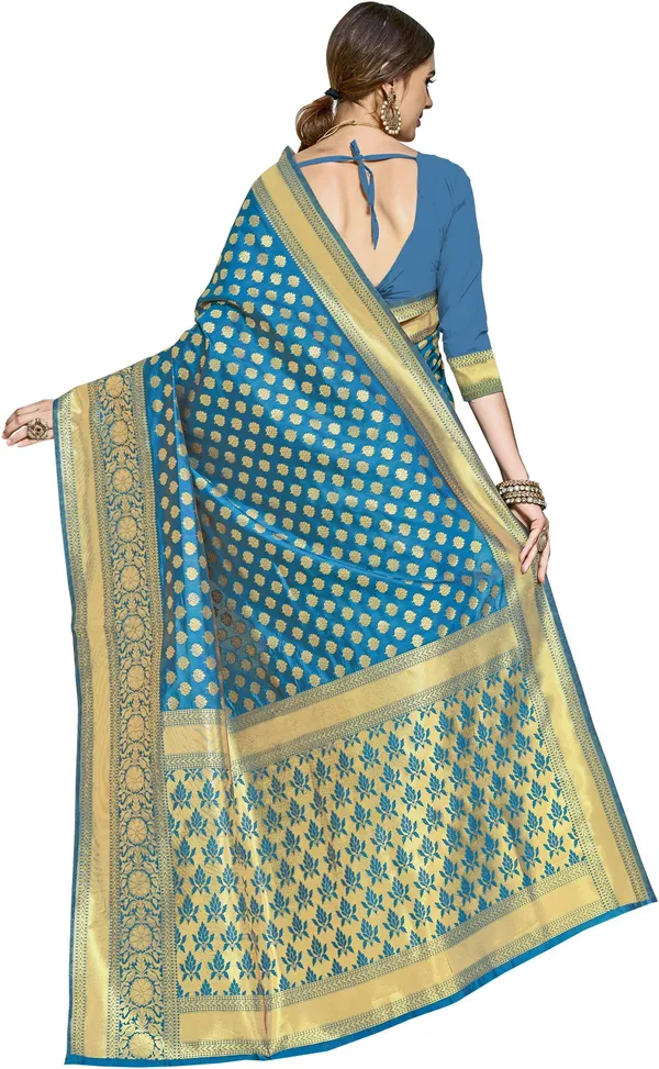 Light_Blue_Gold_Banarasi_Silk_Jacquard_Woven_Saree_For_Women_|_With_Blouse_Piece