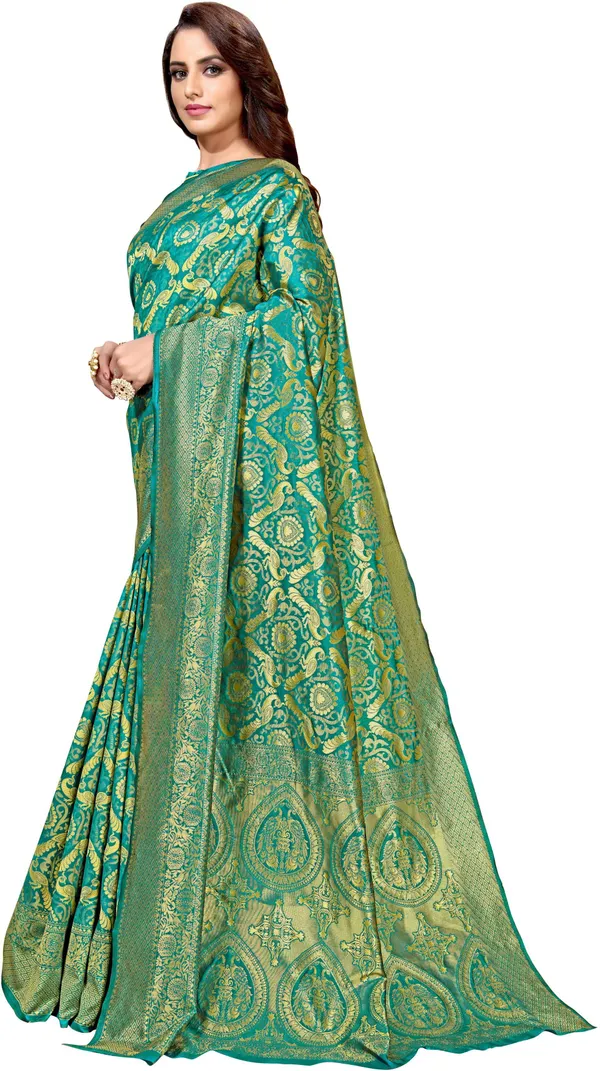 Light_Green_Georgette_Woven_Kanjivaram_Jacquard_Saree_For_Women_|_With_Blouse_Piece