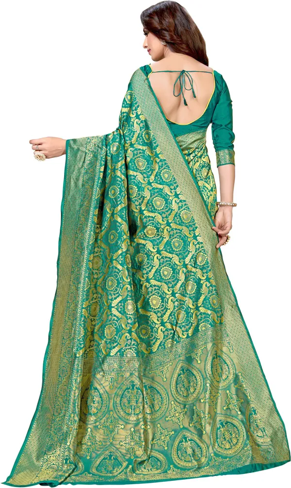 Light_Green_Georgette_Woven_Kanjivaram_Jacquard_Saree_For_Women_|_With_Blouse_Piece