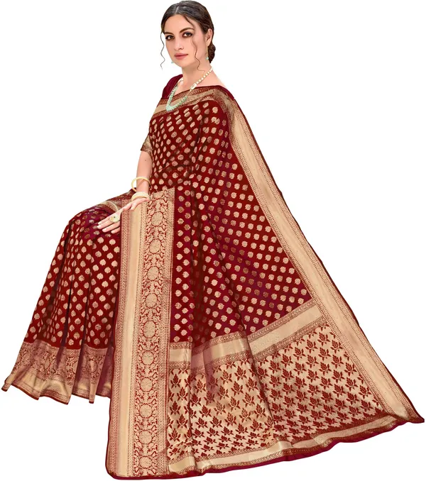 Maroon_Georgette_Banarasi_Woven_Saree_For_Women_|_With_Blouse_Piece