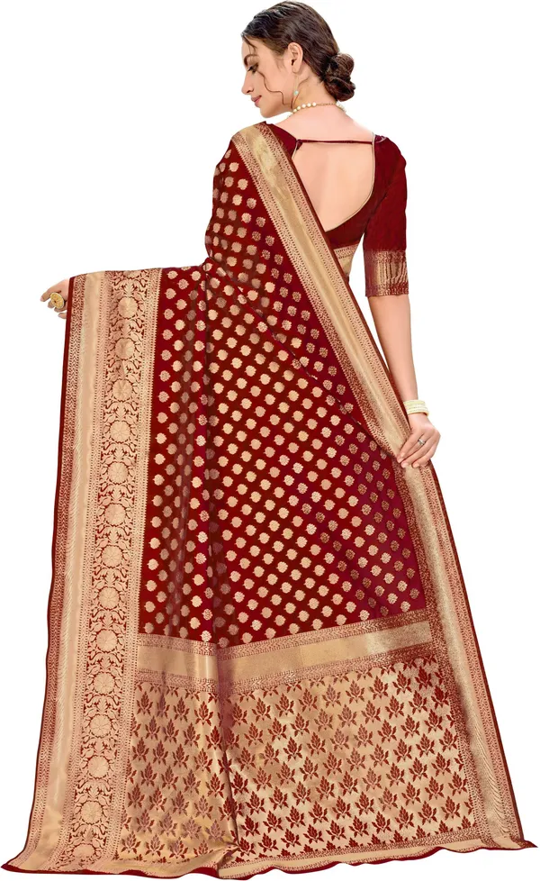 Maroon_Georgette_Banarasi_Woven_Saree_For_Women_|_With_Blouse_Piece