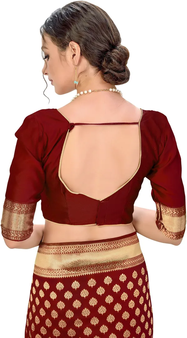 Maroon_Georgette_Banarasi_Woven_Saree_For_Women_|_With_Blouse_Piece