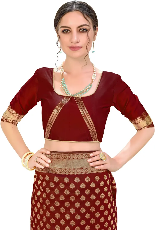 Maroon_Georgette_Banarasi_Woven_Saree_For_Women_|_With_Blouse_Piece