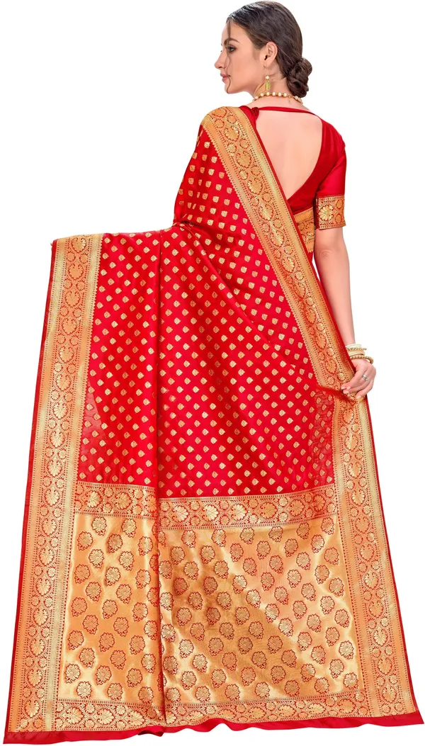 Red_Georgette_Woven_Jacquard_Zari_Saree_For_Women_|_With_Blouse_Piece