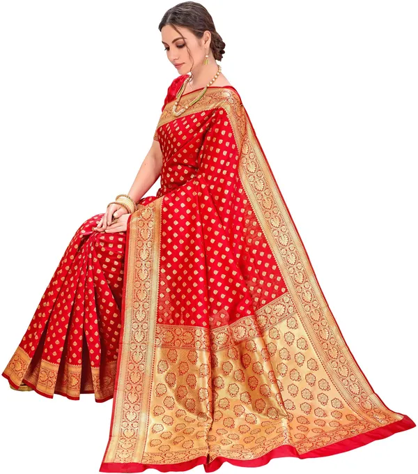 Red_Georgette_Woven_Jacquard_Zari_Saree_For_Women_|_With_Blouse_Piece