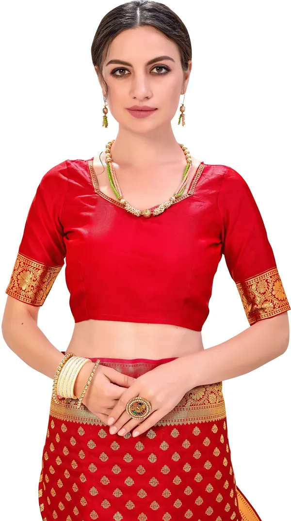 Red_Georgette_Woven_Jacquard_Zari_Saree_For_Women_|_With_Blouse_Piece