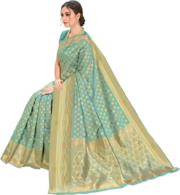 Light_Green_Georgette_Woven_Banarasi_Jacquard_Saree_For_Women_|_With_Blouse_Piece