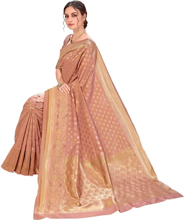 Copper_Banarasi_Silk_Blend_Jacquard_Zari_Woven_Saree_For_Women_|_With_Blouse_Piece
