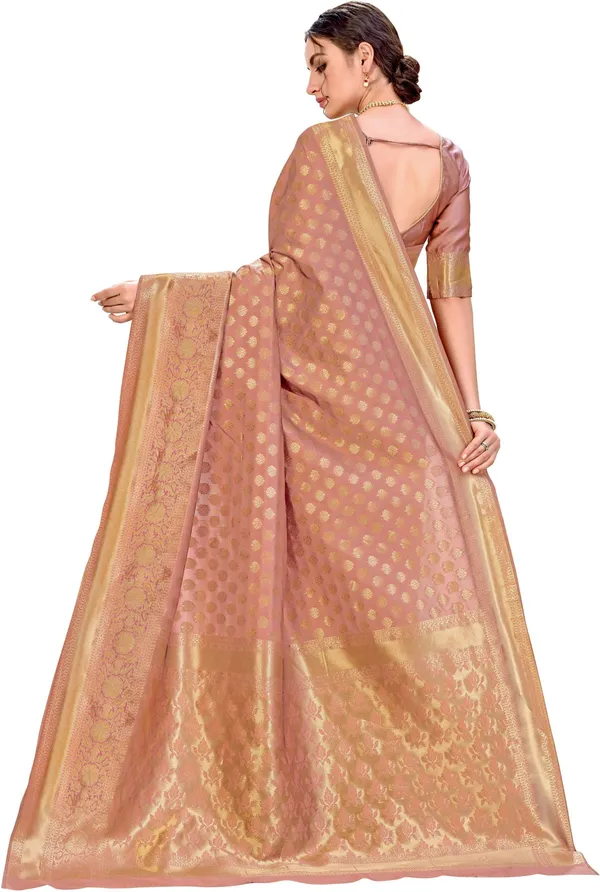 Copper_Banarasi_Silk_Blend_Jacquard_Zari_Woven_Saree_For_Women_|_With_Blouse_Piece