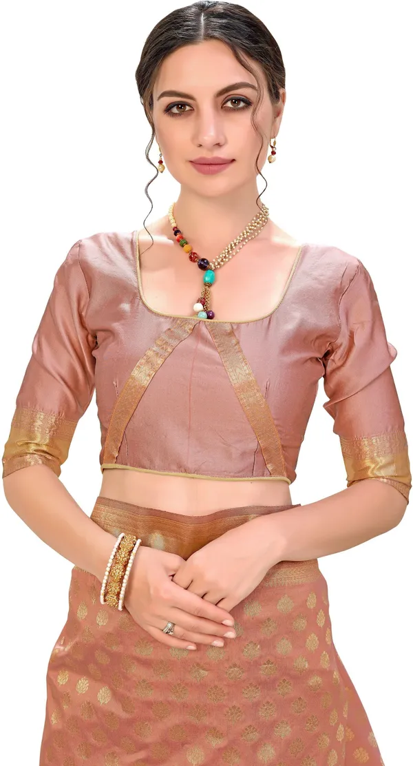 Copper_Banarasi_Silk_Blend_Jacquard_Zari_Woven_Saree_For_Women_|_With_Blouse_Piece