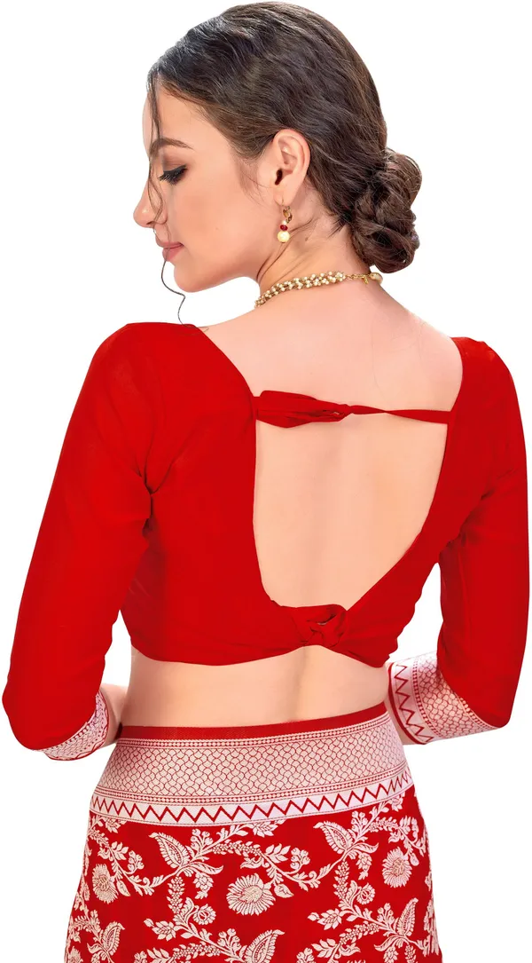 Red_Silk_Blend_Jacquard_Chikankari_Zari_Woven_Saree_For_Women_|_With_Blouse_Piece