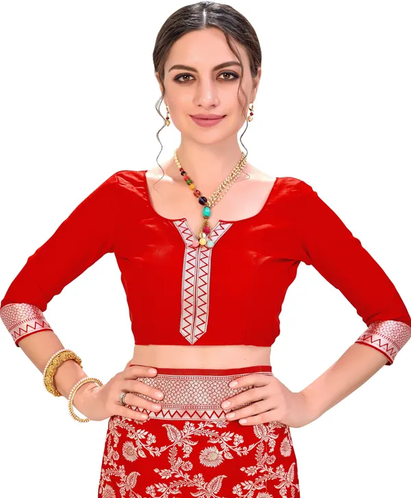 Red_Silk_Blend_Jacquard_Chikankari_Zari_Woven_Saree_For_Women_|_With_Blouse_Piece