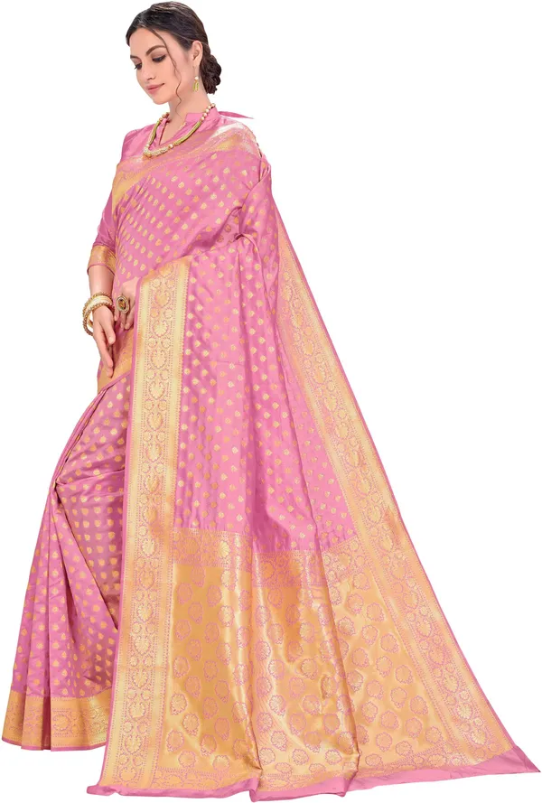 Pink_Georgette_Woven_Kanjivaram_Jacquard_Saree_For_Women_|_With_Blouse_Piece