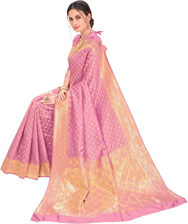 Pink_Georgette_Woven_Kanjivaram_Jacquard_Saree_For_Women_|_With_Blouse_Piece