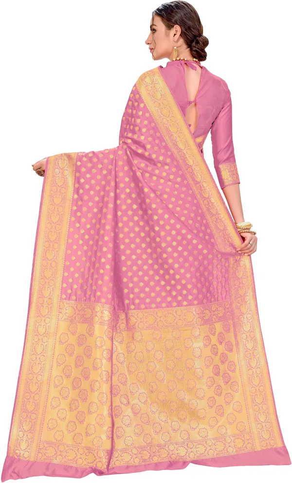 Pink_Georgette_Woven_Kanjivaram_Jacquard_Saree_For_Women_|_With_Blouse_Piece