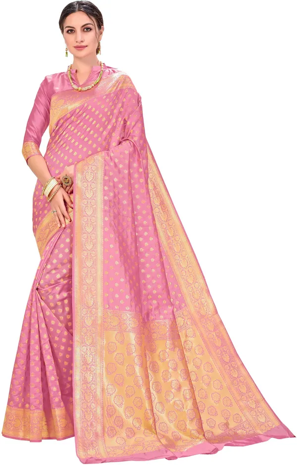 Pink_Georgette_Woven_Kanjivaram_Jacquard_Saree_For_Women_|_With_Blouse_Piece