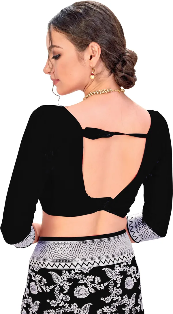 Black_Lucknow_Chikankari_Silk_Blend_Jacquard_Woven_Saree_For_Women_|_With_Blouse_Piece