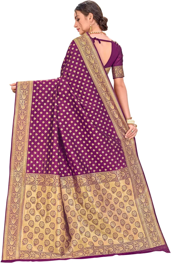 Sariya_Wine_Kanjivaram_Silk_Blend_Jacquard_Zari_Woven_Saree_For_Women_|_With_Blouse_Piece