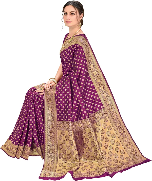 Sariya_Wine_Kanjivaram_Silk_Blend_Jacquard_Zari_Woven_Saree_For_Women_|_With_Blouse_Piece