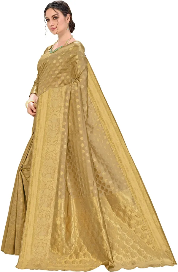 Gold_Banarasi_Silk_Blend_Jacquard_Zari_Floral_Woven_Saree_For_Women_|_With_Blouse_Piece
