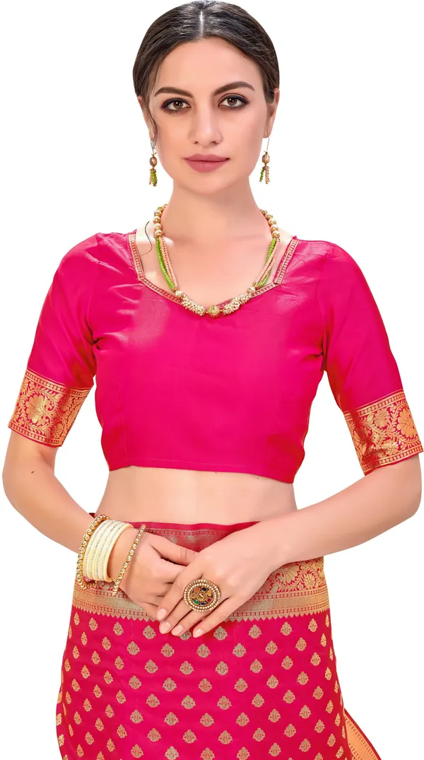 Pink_Kanjivaram_Jacquard_Silk_Blend_Zari_Woven_Saree_For_Women_|_With_Blouse_Piece