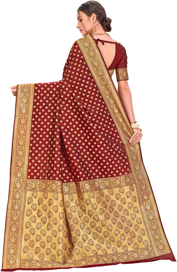 Maroon_Georgette_Woven_Kanjivaram_Jacquard_Saree_For_Women_|_With_Blouse_Piece