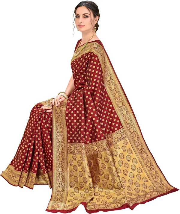 Maroon_Georgette_Woven_Kanjivaram_Jacquard_Saree_For_Women_|_With_Blouse_Piece