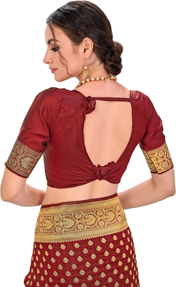 Maroon_Georgette_Woven_Kanjivaram_Jacquard_Saree_For_Women_|_With_Blouse_Piece