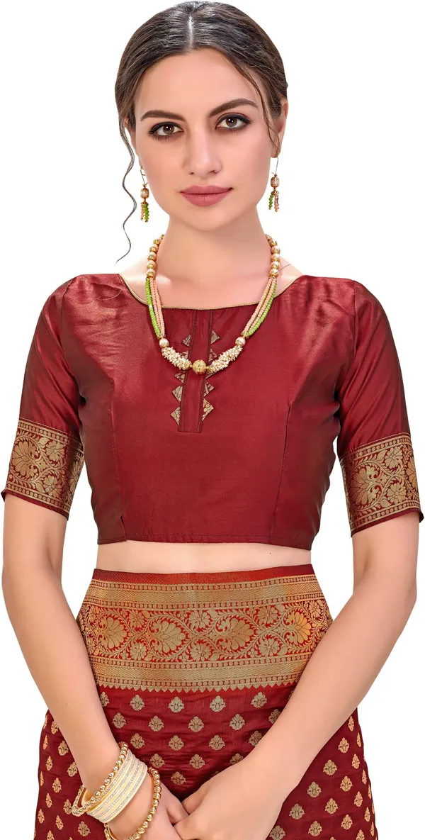 Maroon_Georgette_Woven_Kanjivaram_Jacquard_Saree_For_Women_|_With_Blouse_Piece
