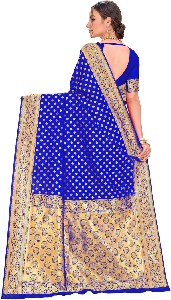 Royal_Blue_Kanjivaram_Silk_Blend_Jacquard_Zari_Woven_Saree_For_Women_|_With_Blouse_Piece