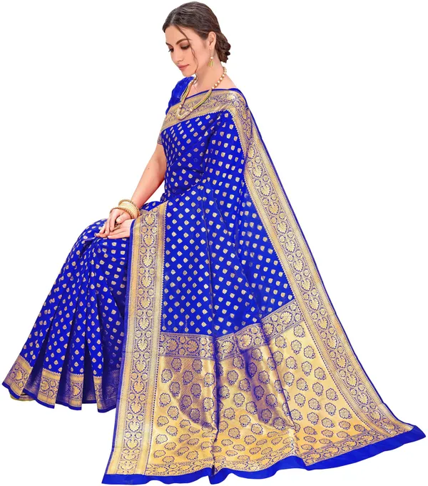 Royal_Blue_Kanjivaram_Silk_Blend_Jacquard_Zari_Woven_Saree_For_Women_|_With_Blouse_Piece