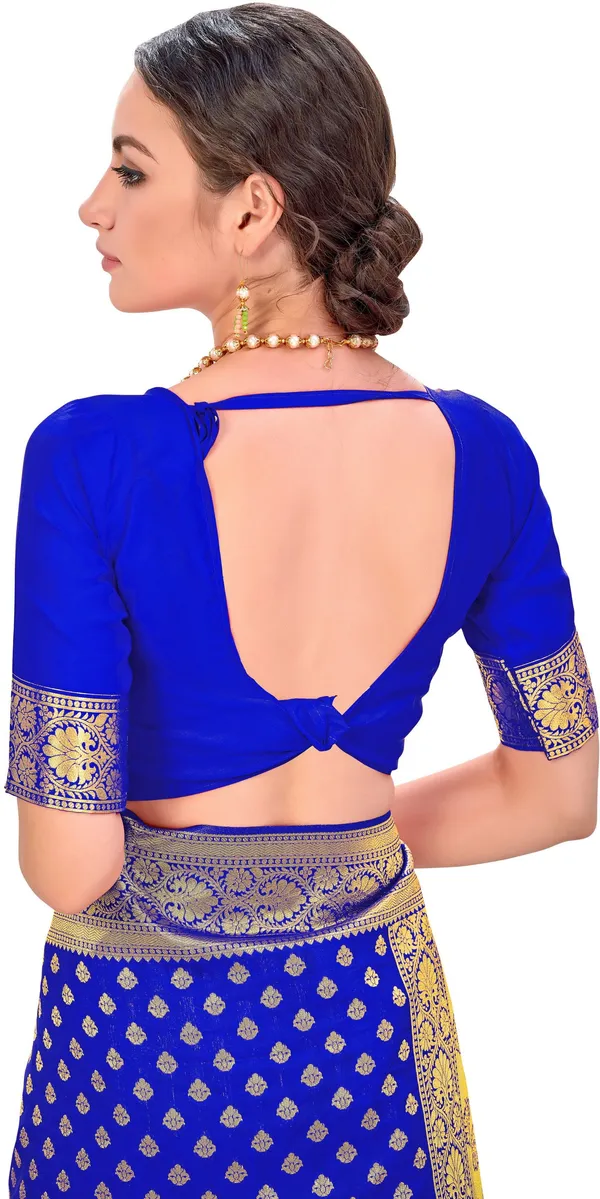 Royal_Blue_Kanjivaram_Silk_Blend_Jacquard_Zari_Woven_Saree_For_Women_|_With_Blouse_Piece