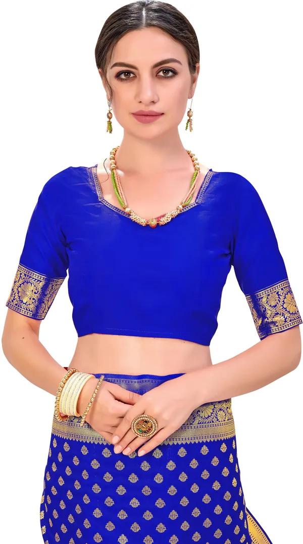Royal_Blue_Kanjivaram_Silk_Blend_Jacquard_Zari_Woven_Saree_For_Women_|_With_Blouse_Piece